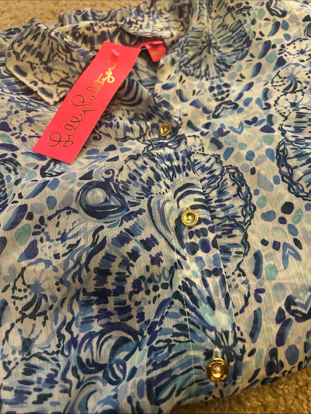 NWT $148 Lilly Pulitzer Natalie Maxi Cover-Up in Call My Shell Phone, Size Small - Picture 8 of 11